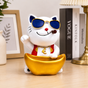 Luxury Home Decor Lucky Money Cat Resin Showpiece Modern Decorative Statue